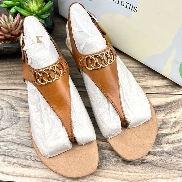 NIB Earth Origins Mendy Leather Thong Sandal Saddle 9M 40.5 - Picture 2 of 12